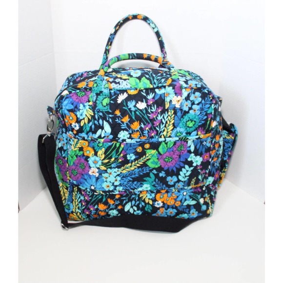 Vera Bradly Set Weekender Floral Travel Cargo Duffle Bag Midnight Blues H14591 - Picture 6 of 16